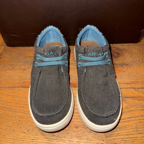 Ariat Kids' Charcoal Canvas Sneakers with Light Blue Details - Picture 1 of 5